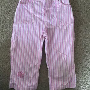 Vintage Disney Kids 5T Toddler Pink Striped Colorful Pants Butterfly embroidery